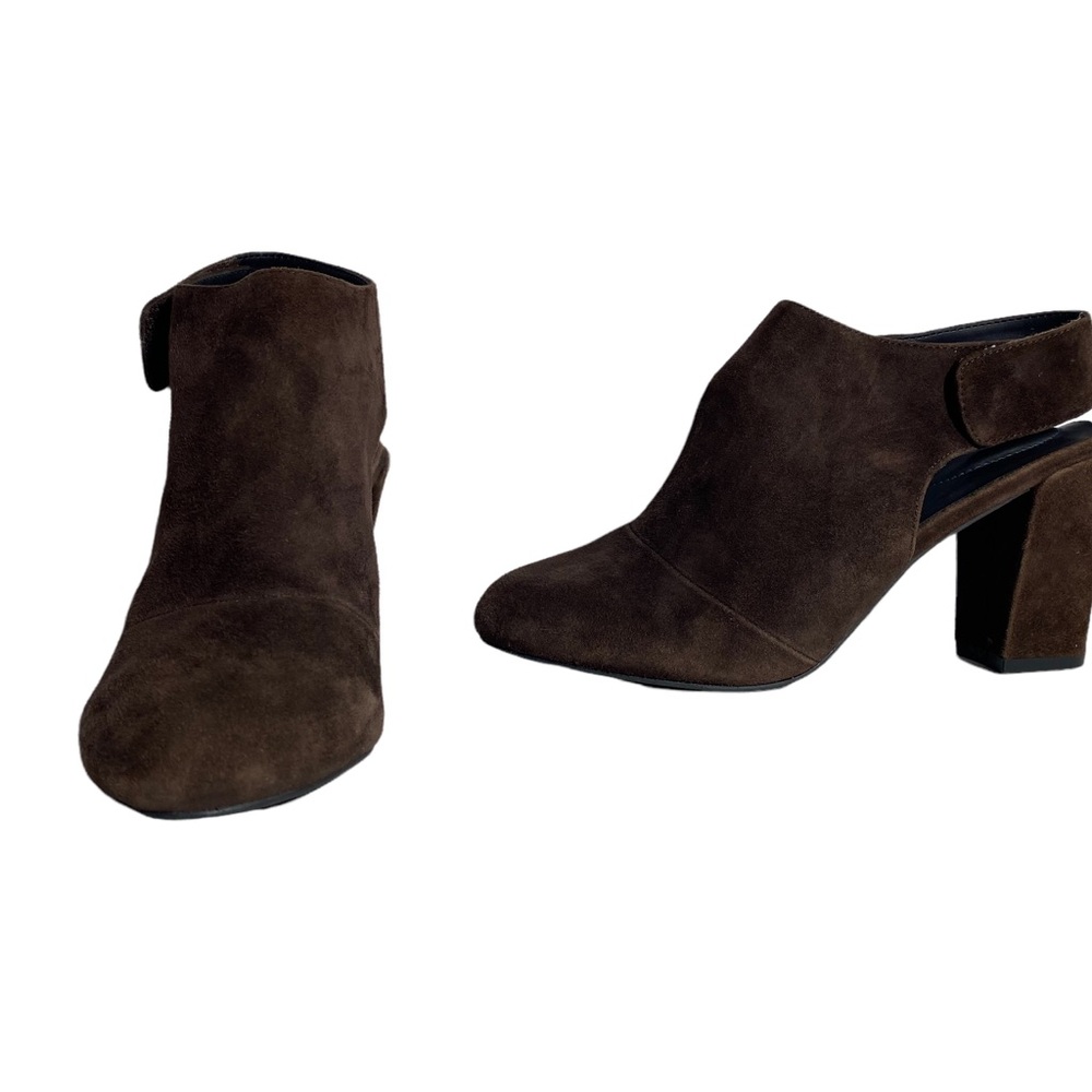 Adam Tucker “Jenna” Suede Bootie in Chocolate Brown